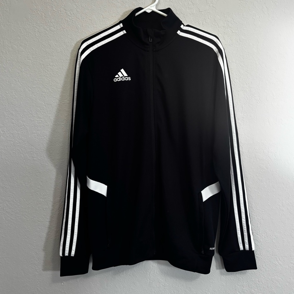 Adidas Men's Black and White Track Jacket